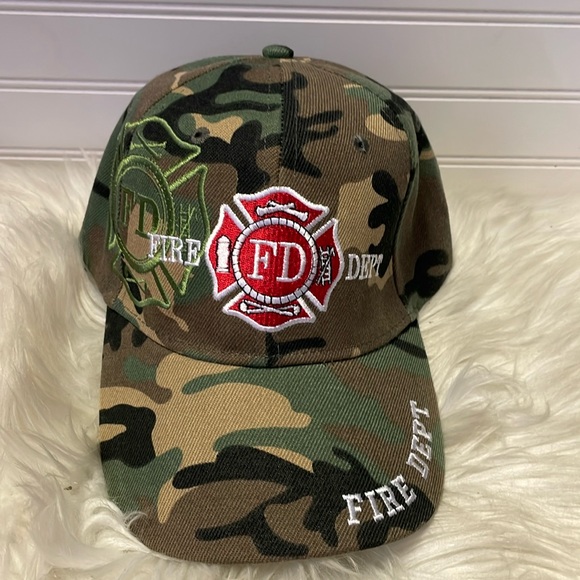 Fire Department Camoflauged Embroidered Baseball Cap - Picture 10 of 12